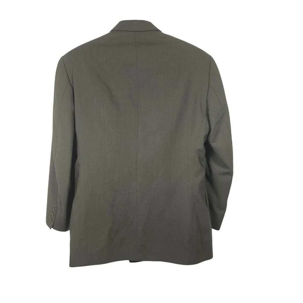 Joseph & Feiss Mens 36S 32x30 2pc Double Breasted Wool Suit Olive Green Business